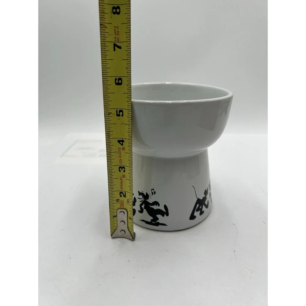 Disney Mickey Mouse Elevated Ceramic Cat Bowl 1.5 Cup Chewy White Black 291403